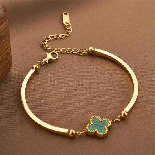 18K Gold Plated Four-Leaf Clover Bracelet