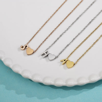Fashionable Heart & Alphabet Necklace