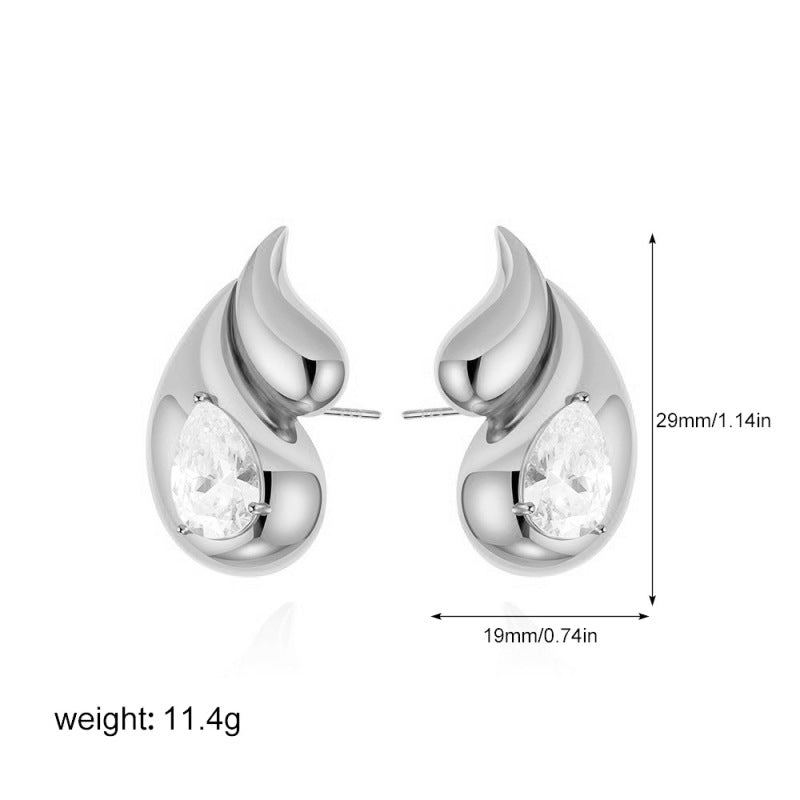Double Layer Teardrop Zircon Stud Earrings