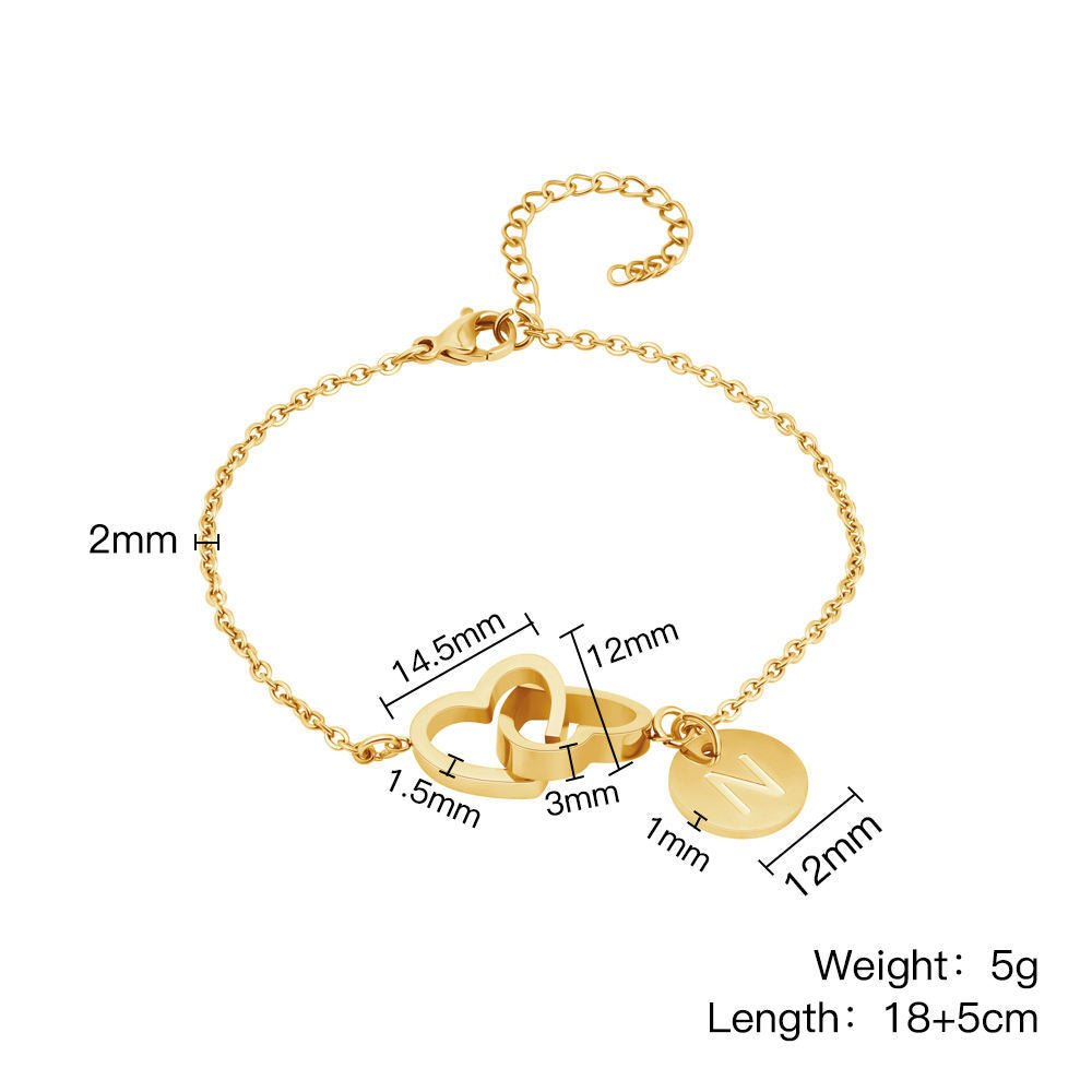 Double Heart & Alphabet Necklace（Bracelet）
