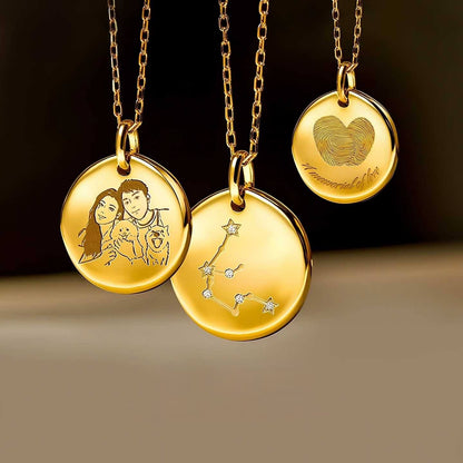 18K Yellow Gold Irregular Round Pendant Necklace-Perfect Keepsake for Cherished Moments