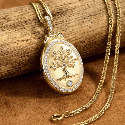 18K Gold Tree of Life Necklace – Photo Pendant for Pets, Family & Loved Ones