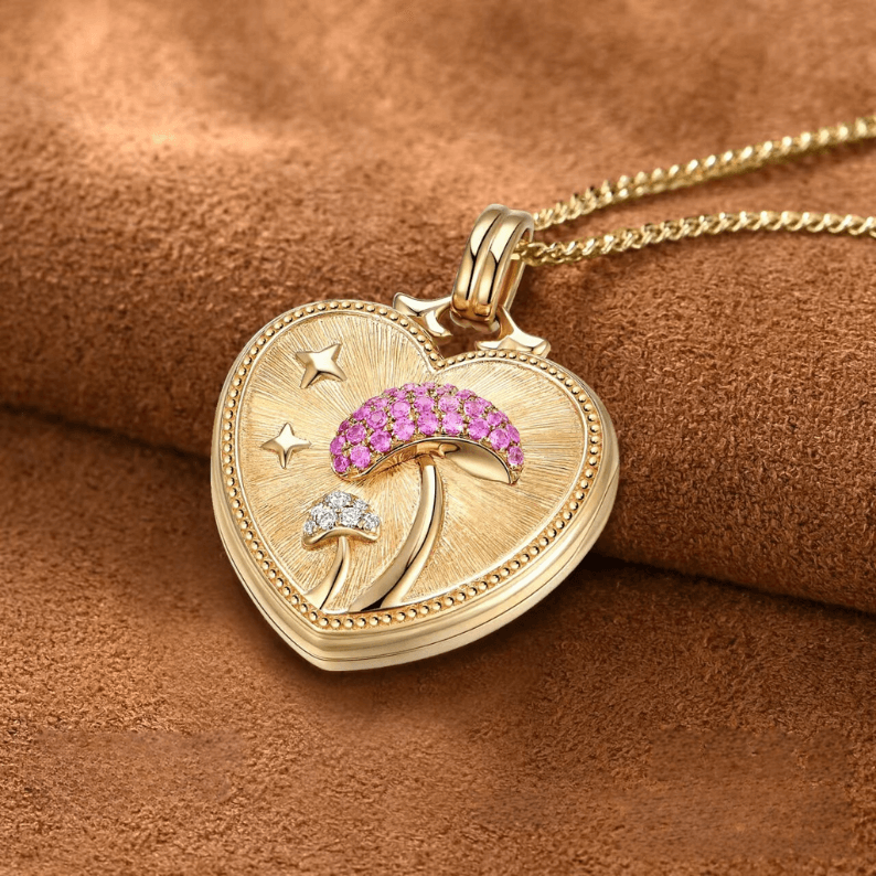 18K Yellow Gold Heart Photo Locket Necklace – Personalized Pet & Family Portrait Pendant