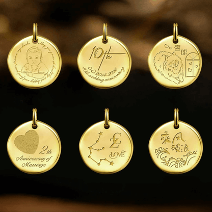 18K Yellow Gold Irregular Round Pendant Necklace-Perfect Keepsake for Cherished Moments