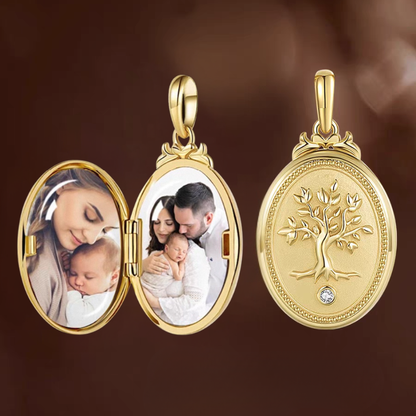 18K Gold Tree of Life Necklace – Photo Pendant for Pets, Family & Loved Ones