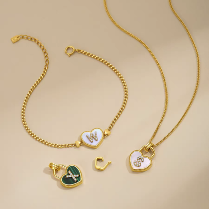 18K Yellow Gold Heart Lock Engraved Necklace—Best Gift For Lover One