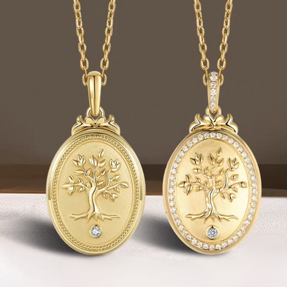 18K Gold Tree of Life Necklace – Photo Pendant for Pets, Family & Loved Ones