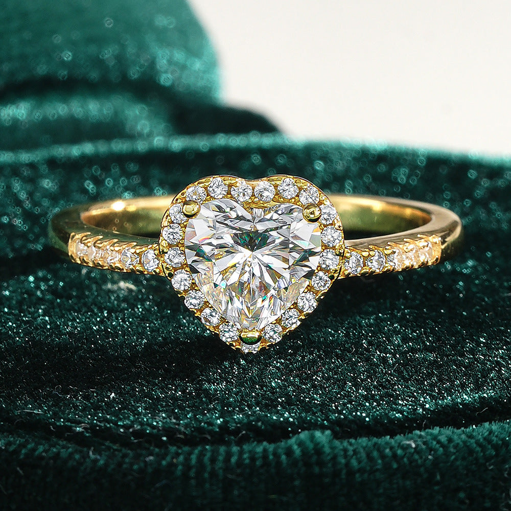925  Sterling Silver Heart Moissanite Ring（1ct）