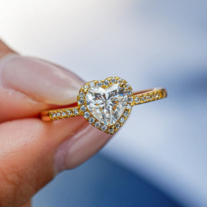925  Sterling Silver Heart Moissanite Ring（1ct）