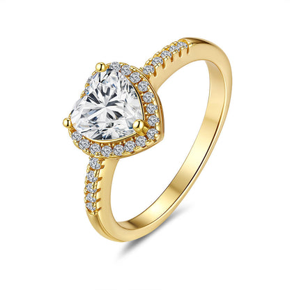 925  Sterling Silver Heart Moissanite Ring（1ct）