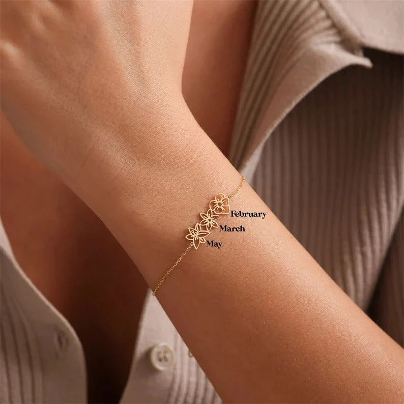 Dainty Fmaily Birth Flower Necklace（Bracelet）