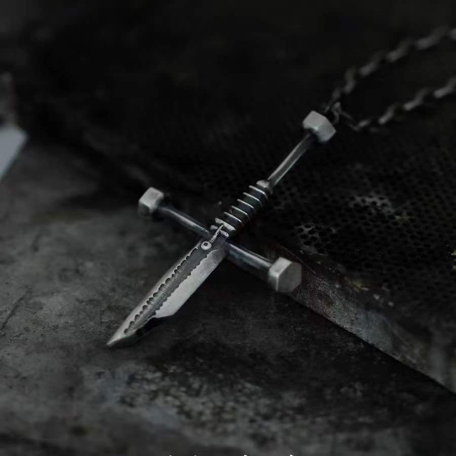 Broken Sword Cross Necklace-Handmade in 999 Sterling Silver