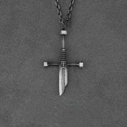 Broken Sword Cross Necklace-Handmade in 999 Sterling Silver