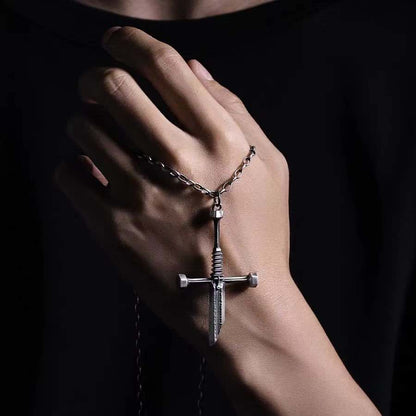 Broken Sword Cross Necklace-Handmade in 999 Sterling Silver