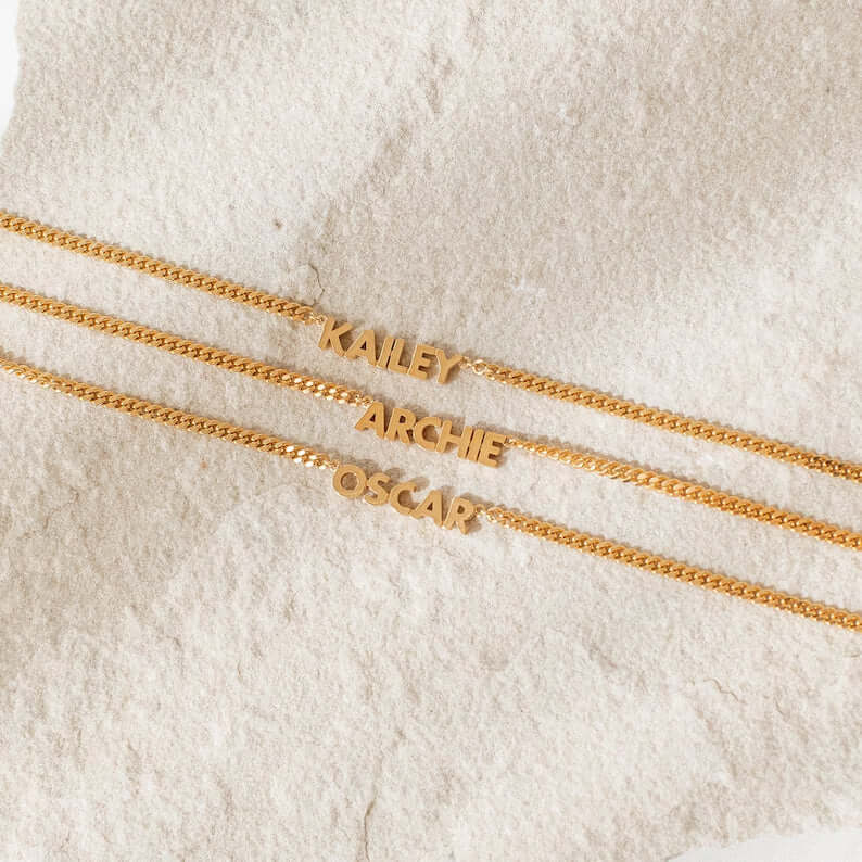 18K Yellow Gold Capital Letter Name Necklace