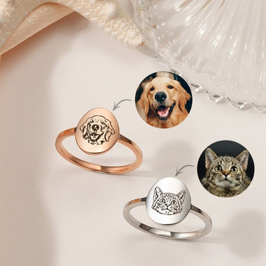 Custom Pet Portrait Oval Ring
