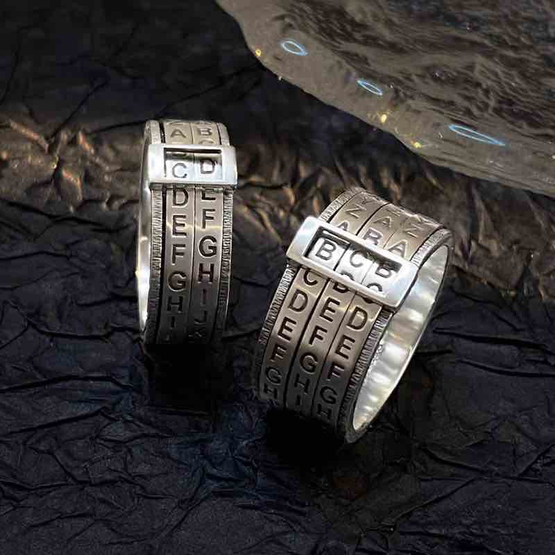 Custom "Da Vinci Code" 925 Silver Rotating Ring