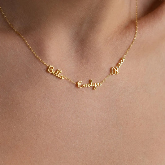Dainty Multiple Name Necklace（14K Gold Or 925 Sterling Silver）