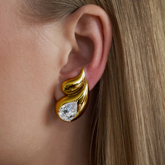 Double Layer Teardrop Zircon Stud Earrings
