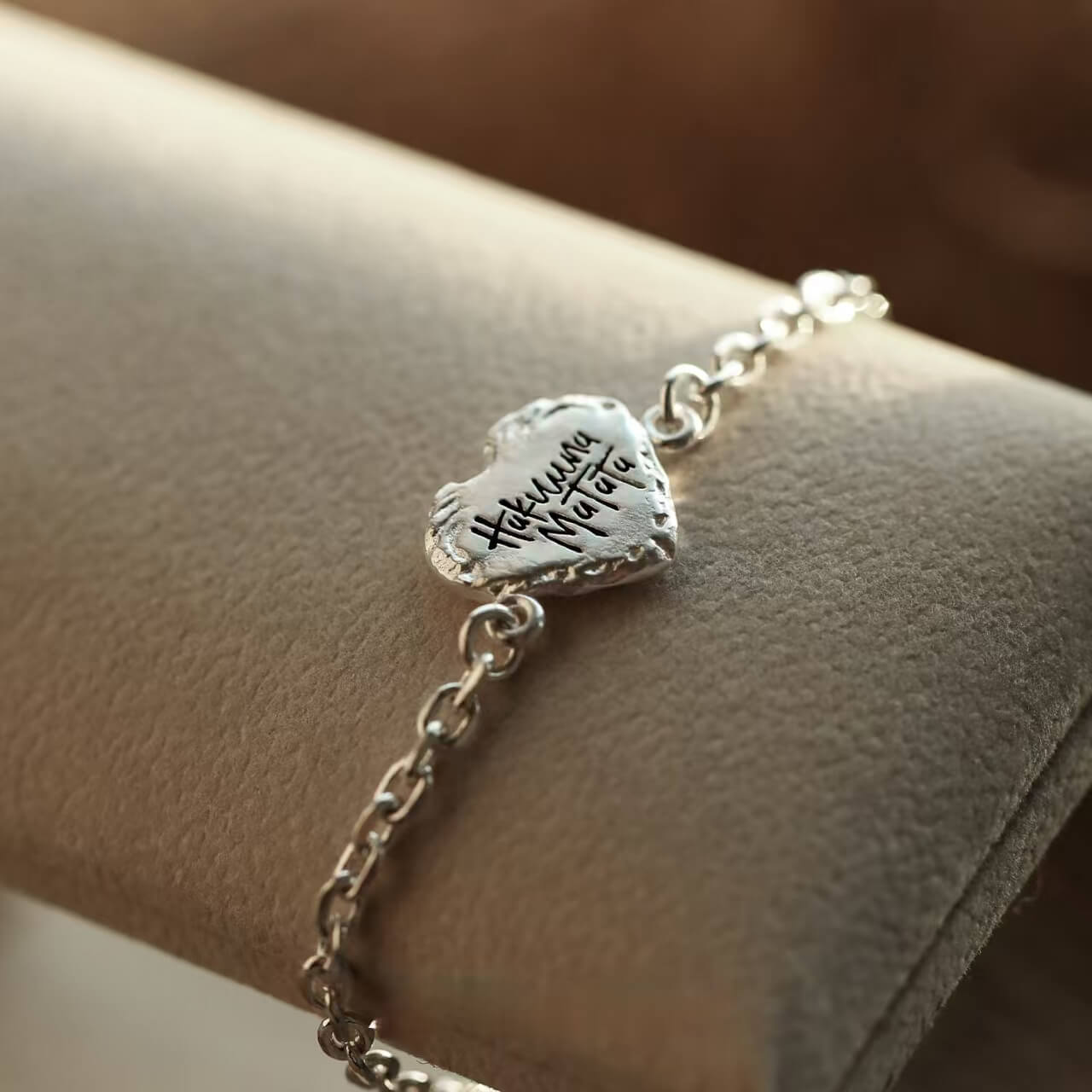 Engraved Silver Heart Bracelet- Sterling Silver