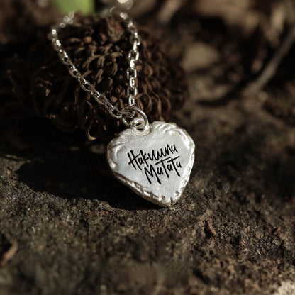 Engraved Silver Heart Necklace- Sterling Silver