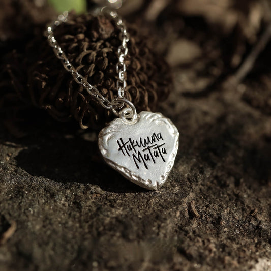 Engraved Silver Heart Necklace- Sterling Silver