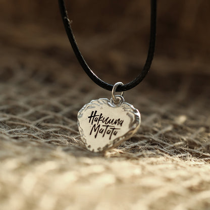 Engraved Silver Heart Necklace- Sterling Silver