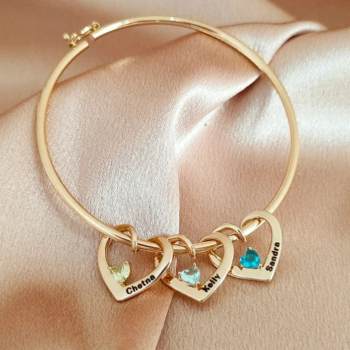 Personalized Birthstone Heart Name Necklace