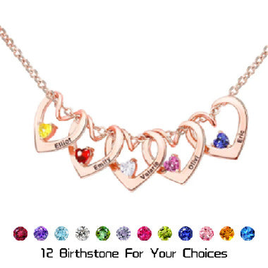 Personalized Birthstone Heart Name Necklace