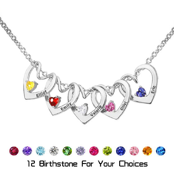Personalized Birthstone Heart Name Necklace