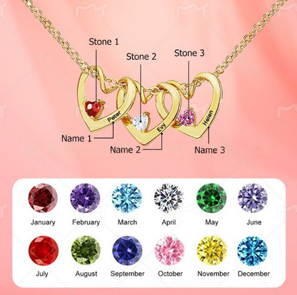 Personalized Birthstone Heart Name Necklace