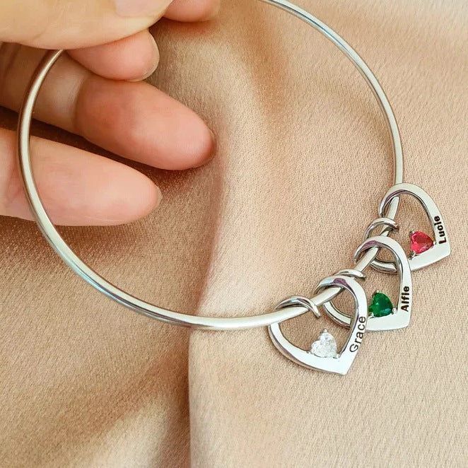 Personalized Birthstone Heart Name Necklace