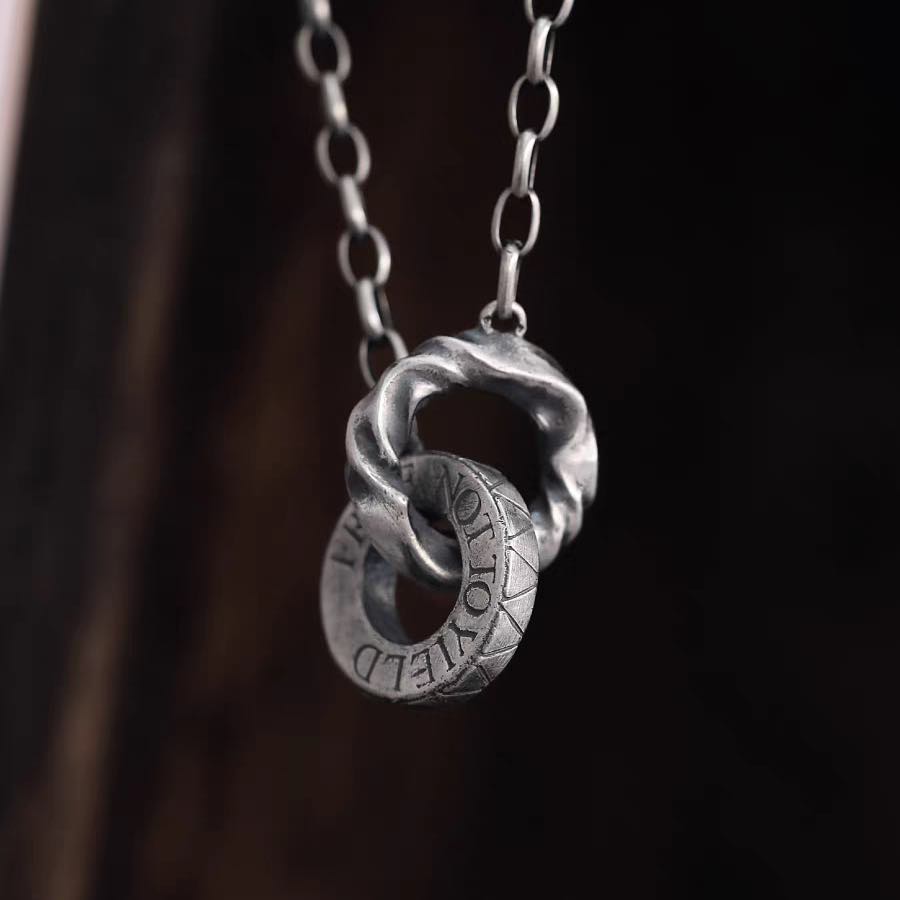 Follow Your Heart Double Circle Necklace -Handmade in 999 Sterling Silver