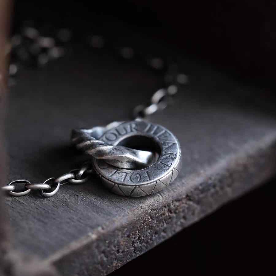 Follow Your Heart Double Circle Necklace -Handmade in 999 Sterling Silver