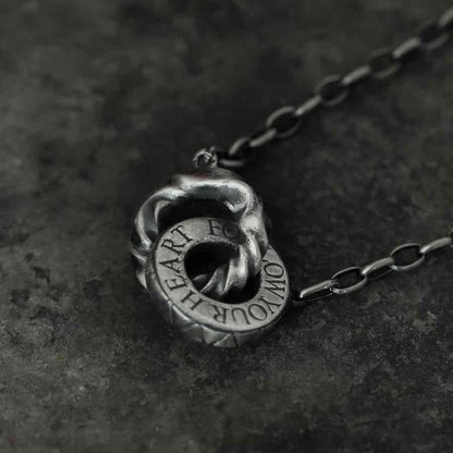 Follow Your Heart Double Circle Necklace -Handmade in 999 Sterling Silver