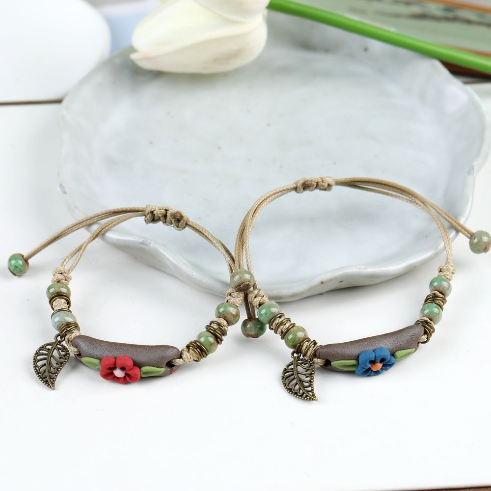 Handmade Ceramic Flower Bracelet（Free Shipping）