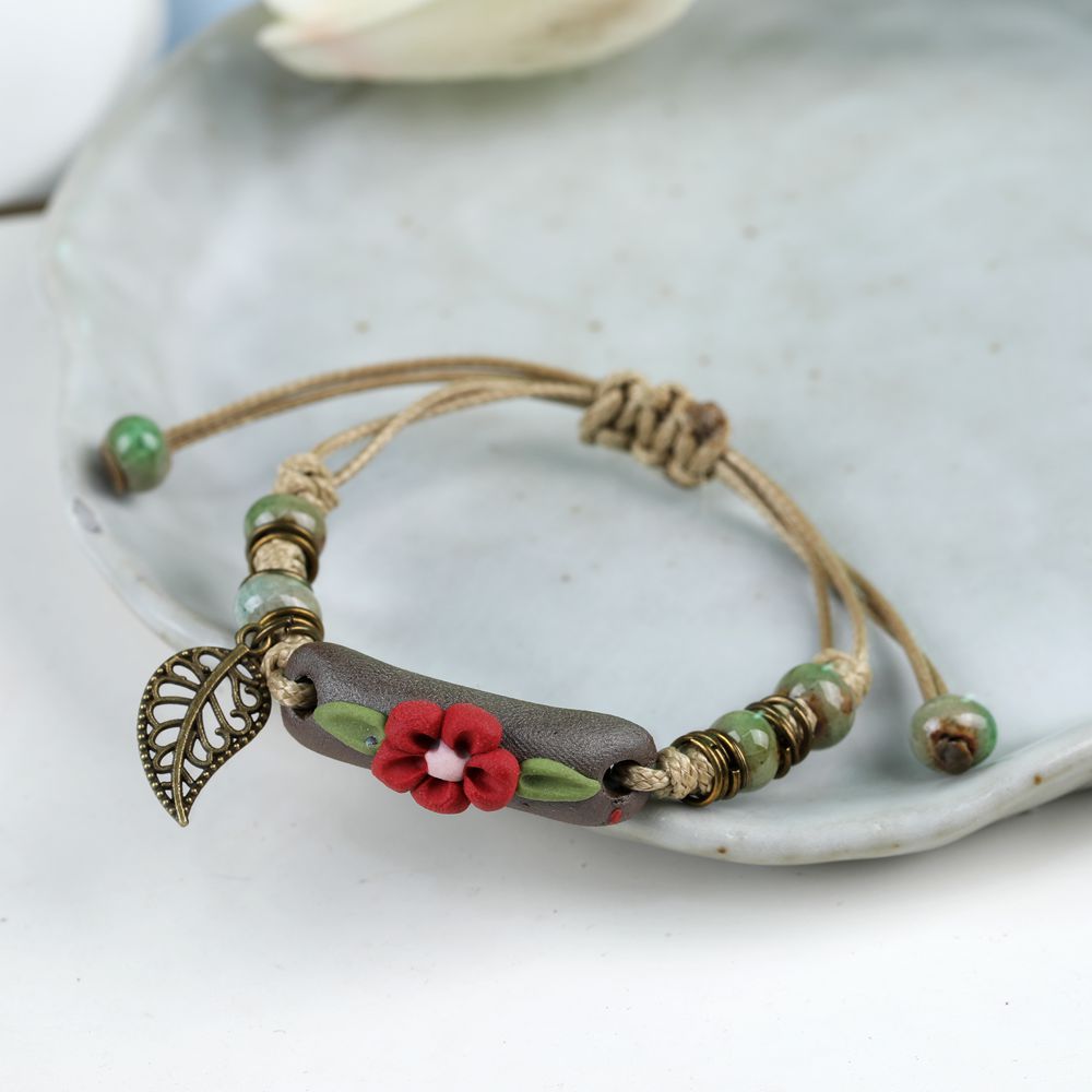 Handmade Ceramic Flower Bracelet（Free Shipping）