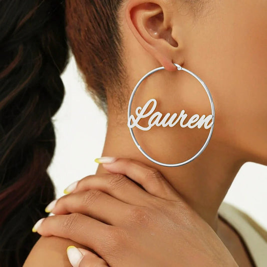 Hoop Name Earrings-Sterling Silver