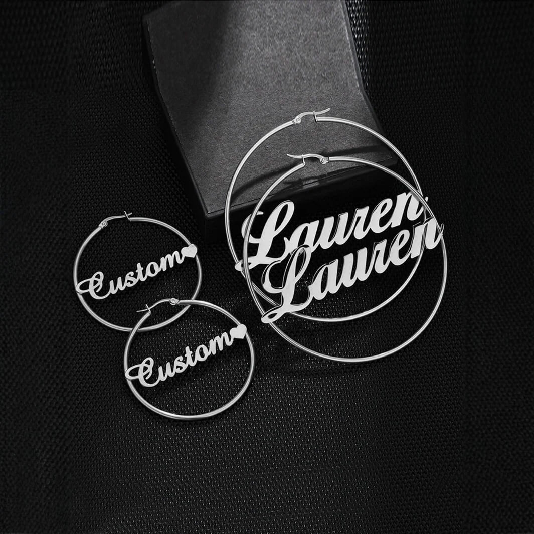 Hoop Name Earrings-Sterling Silver