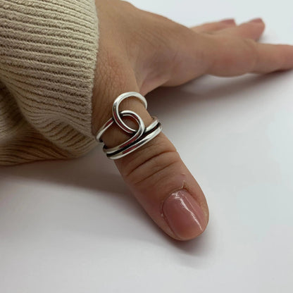 Irregular Silver Knot Thumb Rings