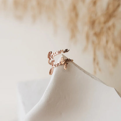 Love & Memory Double Name Custom Ring