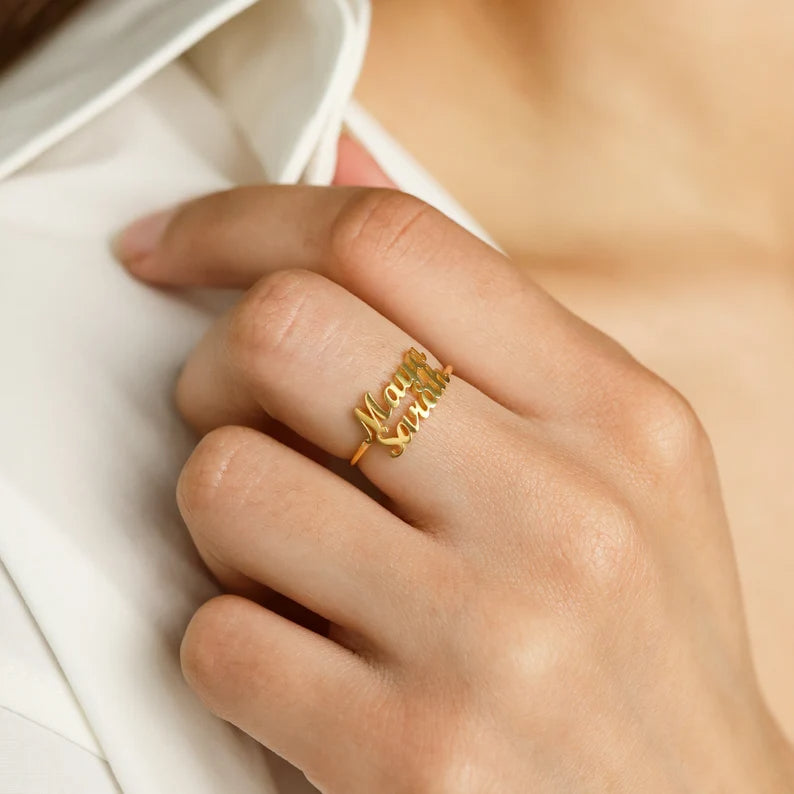 Love & Memory Double Name Custom Ring