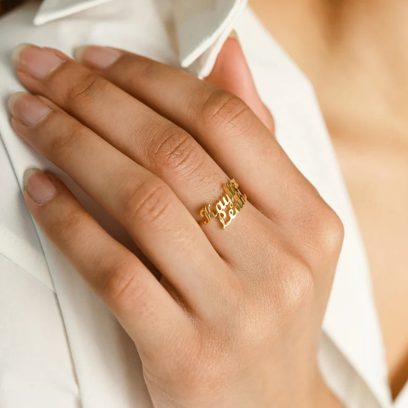 Love & Memory Double Name Custom Ring