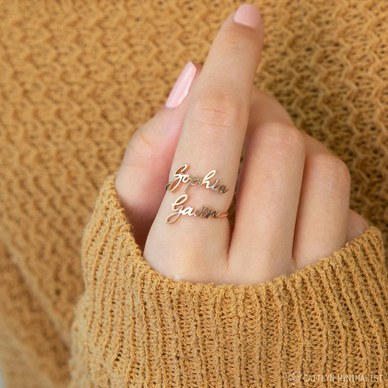 Love & Memory Double Name Custom Ring