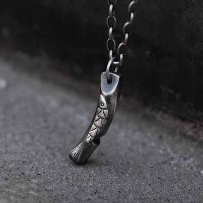 Lucky Horn Fish Whistle Necklace - Handmade in 999 Sterling Silver