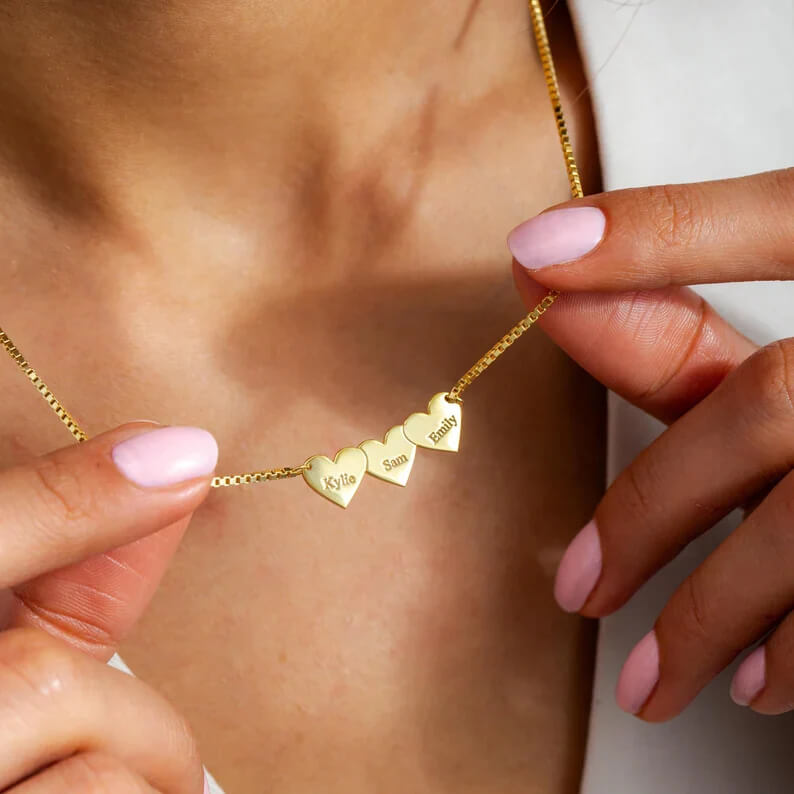 Name Hearts Necklace-Sterling Silver