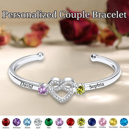 Personalized Couple Birthstone Bracelet