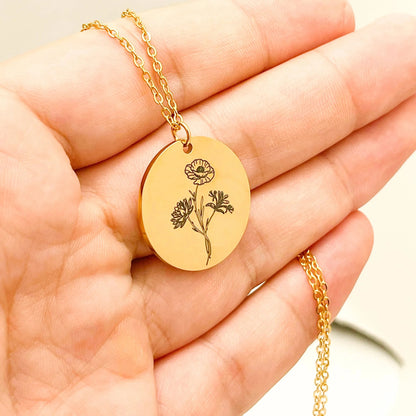 Personalized Birth Flower Family Bouquet Necklace