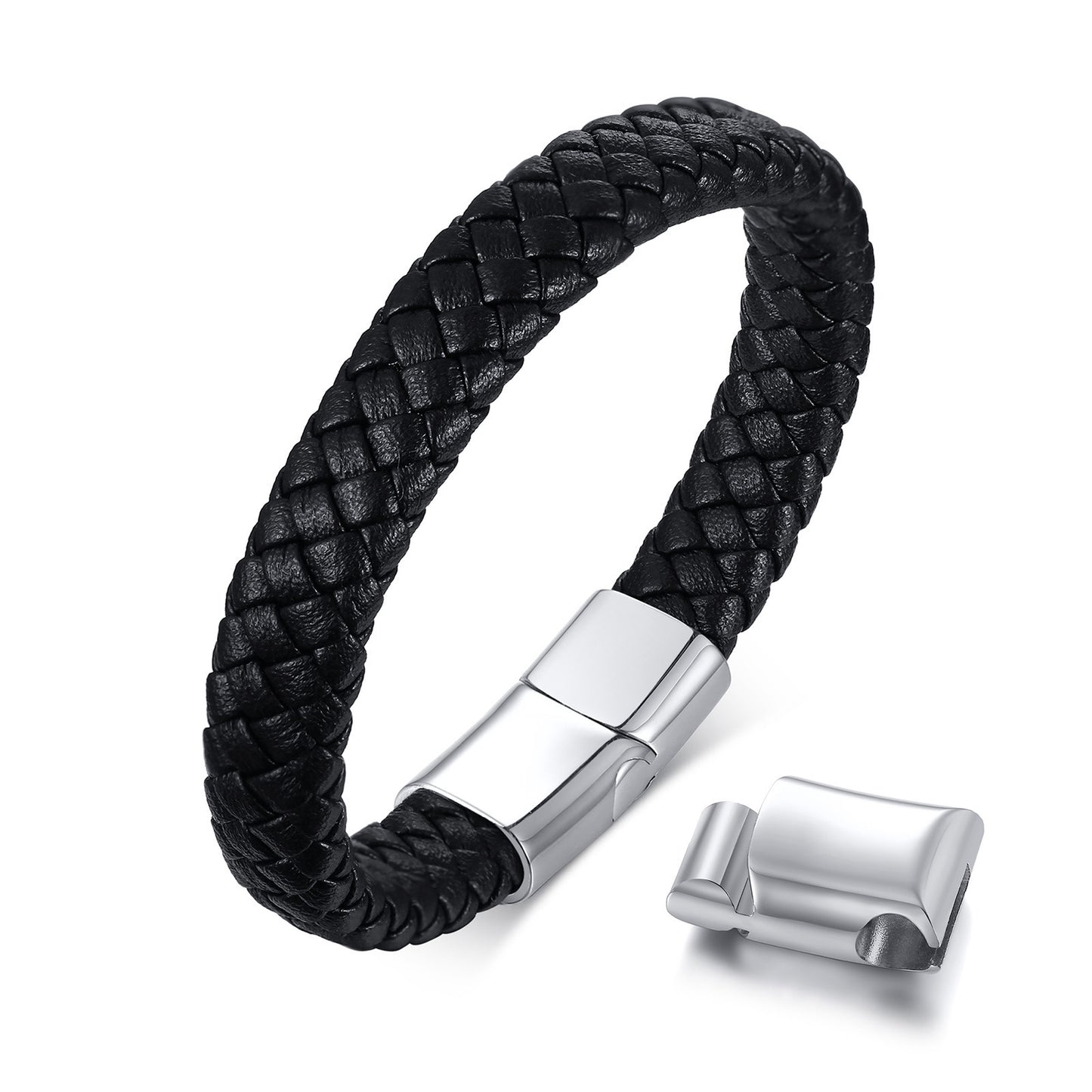 Personalized Handwoven Leather Engraved Bracelet