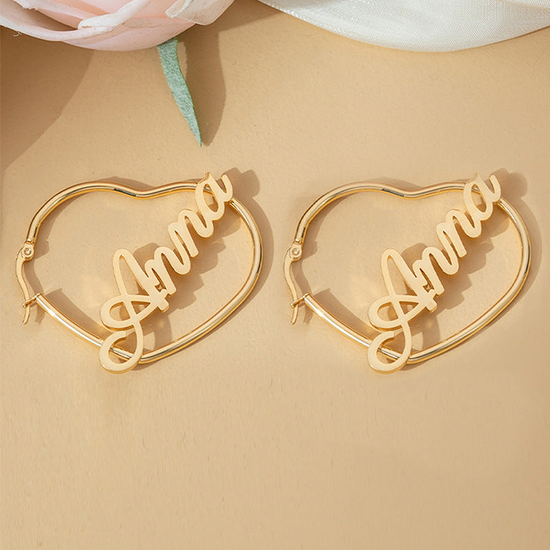 Personalized Heart Name Earrings